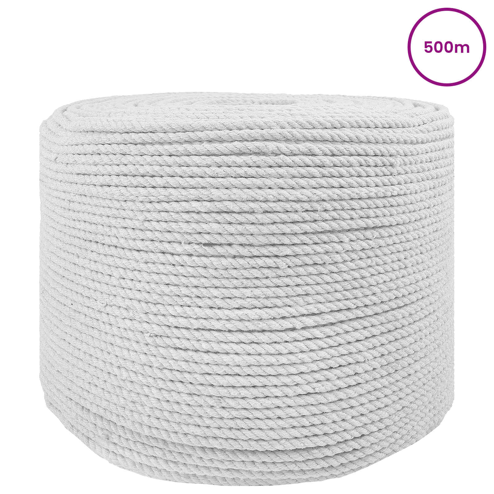 Maison Exclusive - Baumwollseil 6 Mm 500 M Weiß 100% Baumwolle