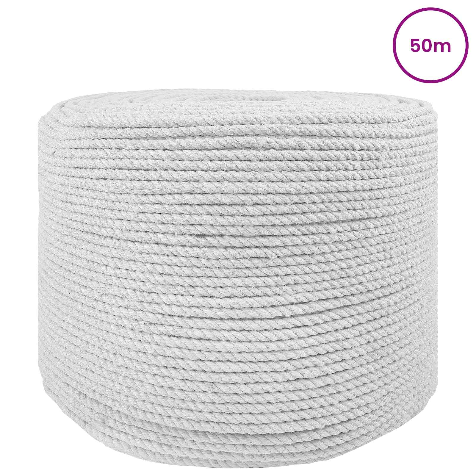 Maison Exclusive - Baumwollseil 8 Mm 50 M Weiß 100% Baumwolle