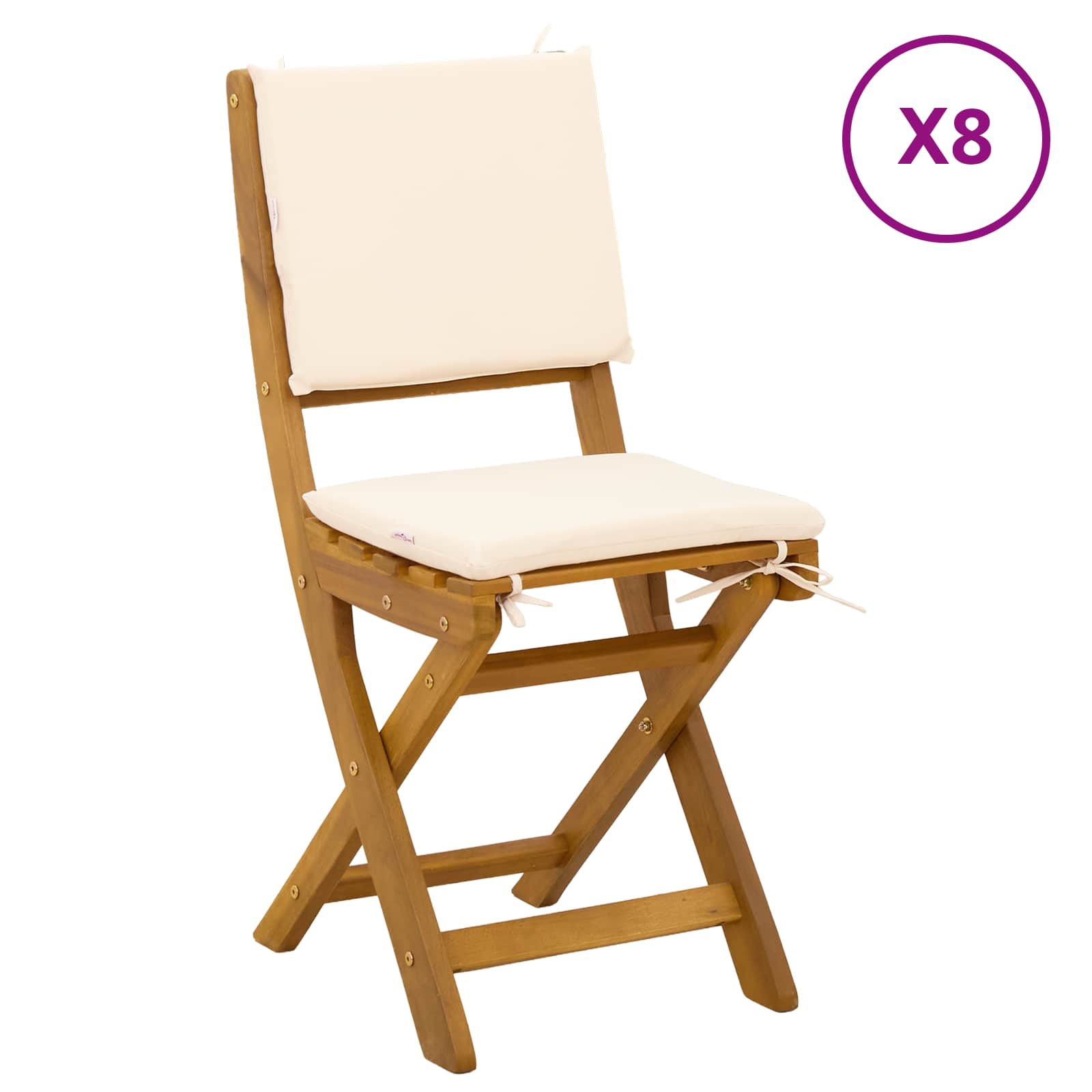 Maison Exclusive - Außen Bistro-stühle 8 Stk. Cremeweiß Massivhol