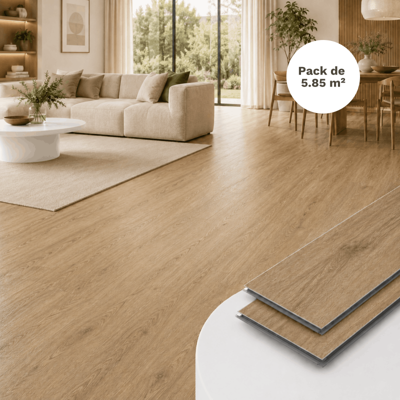 Spc Vinylboden Eiche Hell Klick-system 5,85 M² - Integrierte Trittschalldämmung, 0,5 Mm Nutzschicht