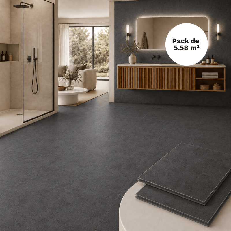 Spc Klickfliese Wand & Boden 5,58 M² Schwarzstein – 305x610 Mm, 0,5 Mm Nutzschicht