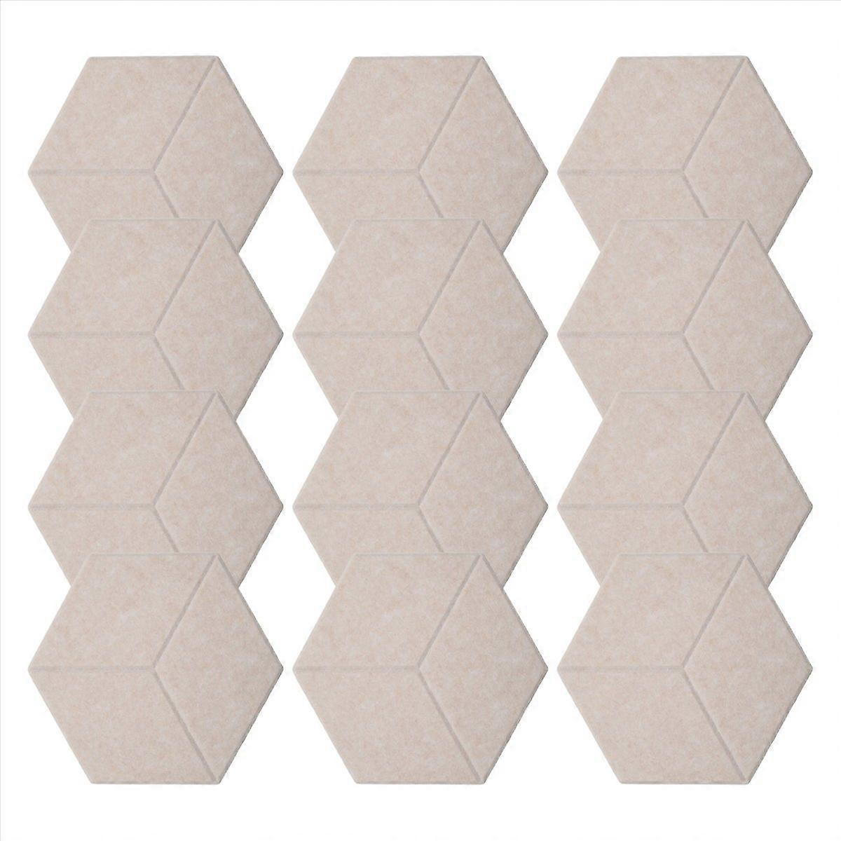 12er-pack Akustikschaumstoff, Selbstklebende Schallschutzplatten (flach, Kamelfarben)
