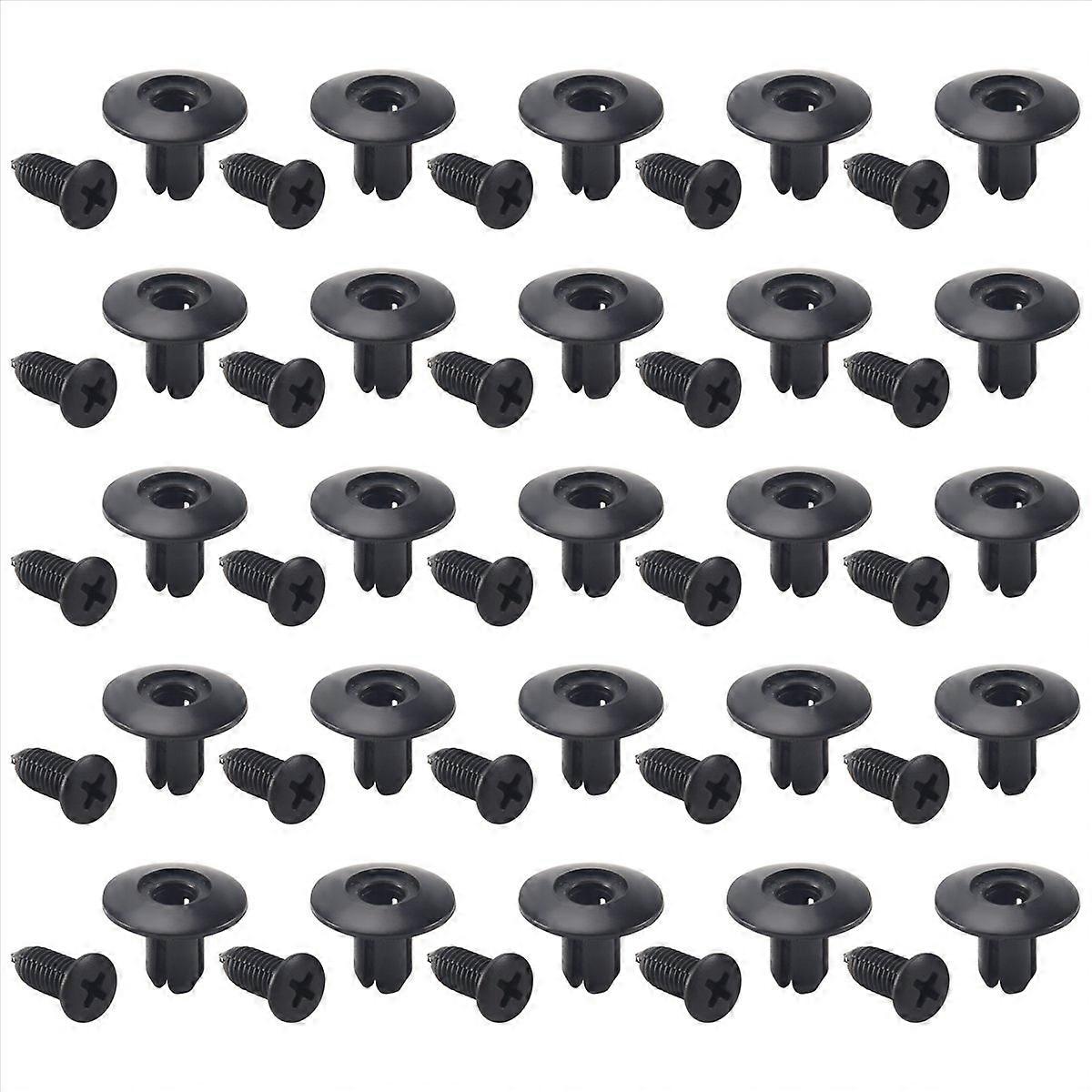 25 Befestigungsklammern Aus Kunststoff In Schwarz, Nieten Zum Pousser Pour Porte, Trou De 8 Mm