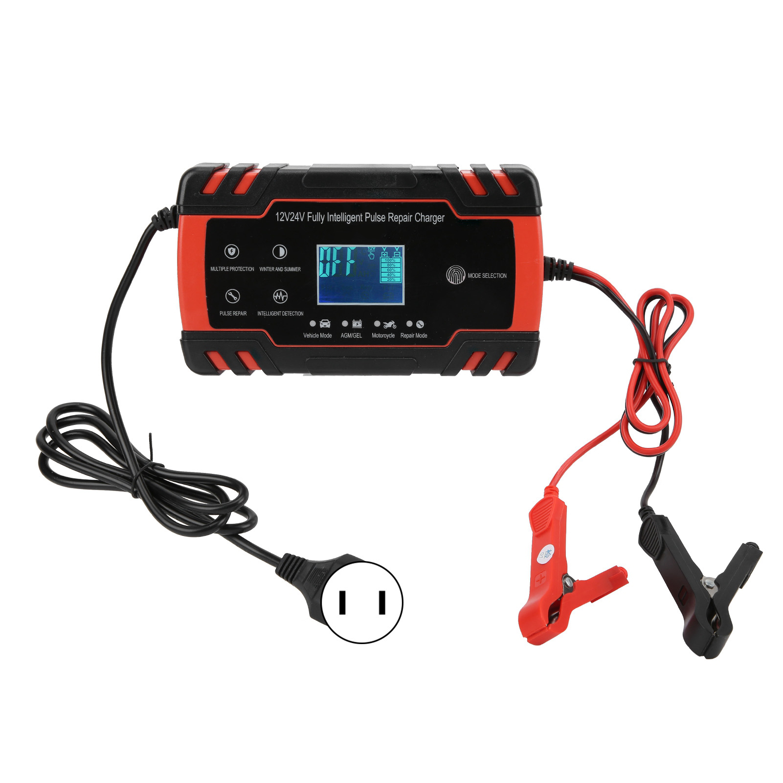 Intelligentes 12v/24v-ladegerät Für 2-150ah-batterien (auto Und Motorrad), 110v-240v, Us-stecker