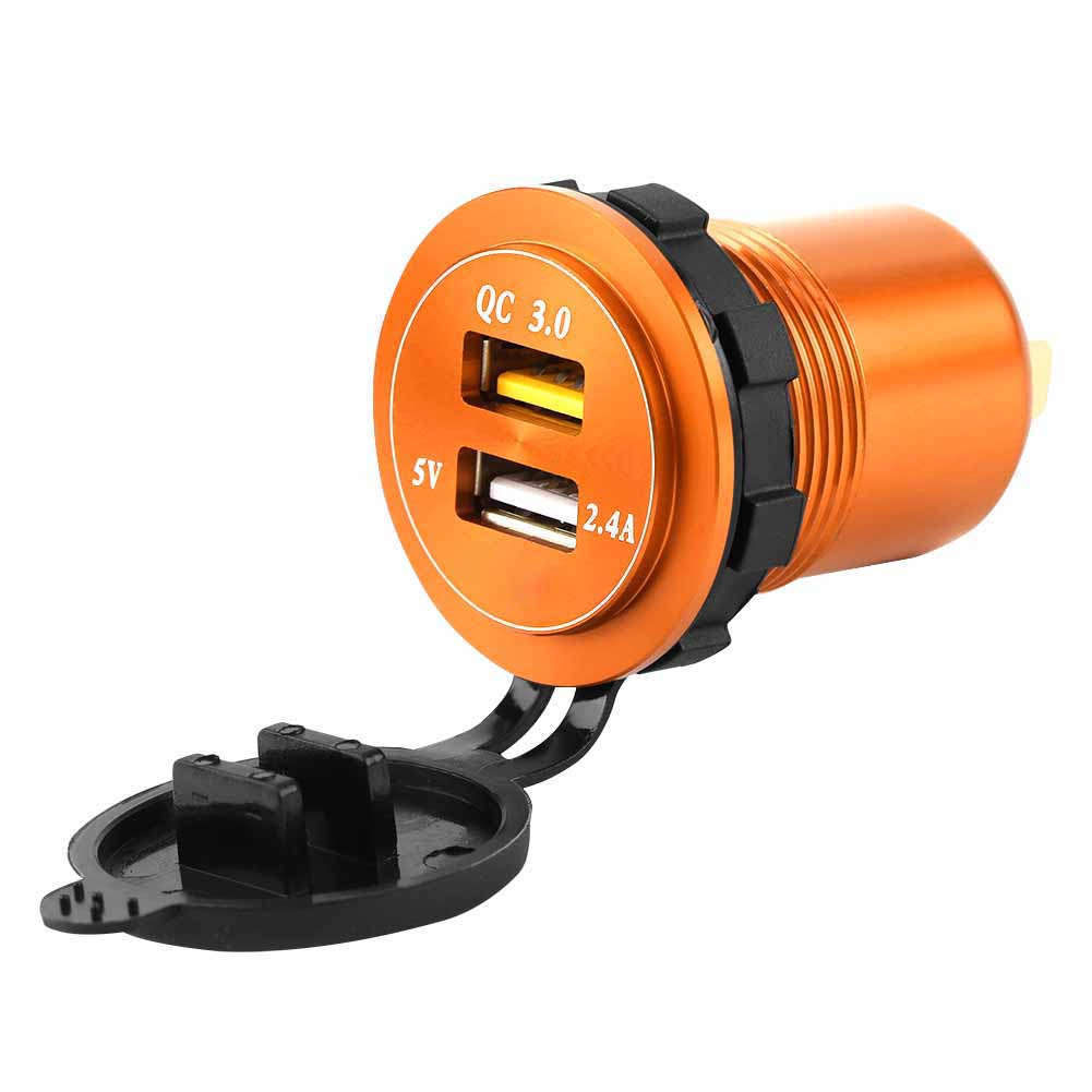 Wasserdichtes Qc-schnellladegerät Mit Zwei Usb 3.0-anschlüssen Und Voltmeter Für Auto, Boot Und Mobilgeräte – Gelbe Hülle