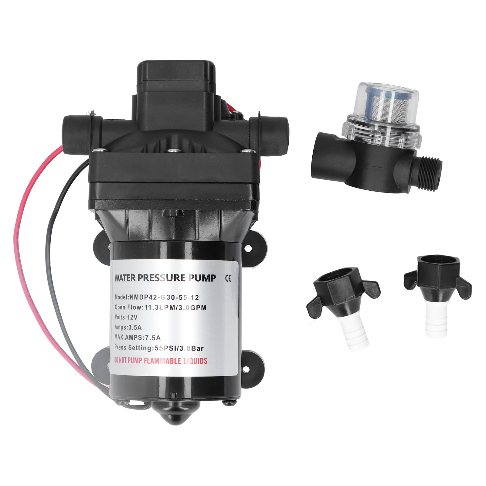 12v 42-serie 3.0gpm 55psi Membranpumpe Für Wohnmobile, Boote, Mobile Toilettenreinigung, Mobile Autowaschanlagen, Straßenoberflächen.