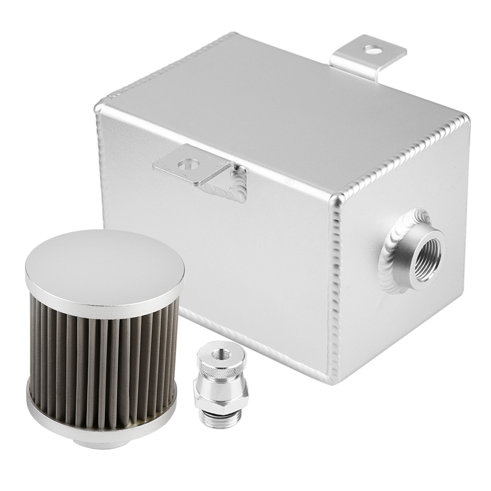 Universeller 2-liter-ölbehälter Aus Aluminium Mit Ölauffangbehälter Und Silbernem Entlüftungsfilter