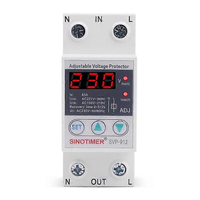 Einstellbarer Spannungsschutzschalter 63 A 230 V 50/60 Hz, Überwachungsgerät Für Nieder- Und Hochspannung In Schaltschränken, Über-/unterspannungsschutz Mit Einstellbarer Schwelle, Einphasig