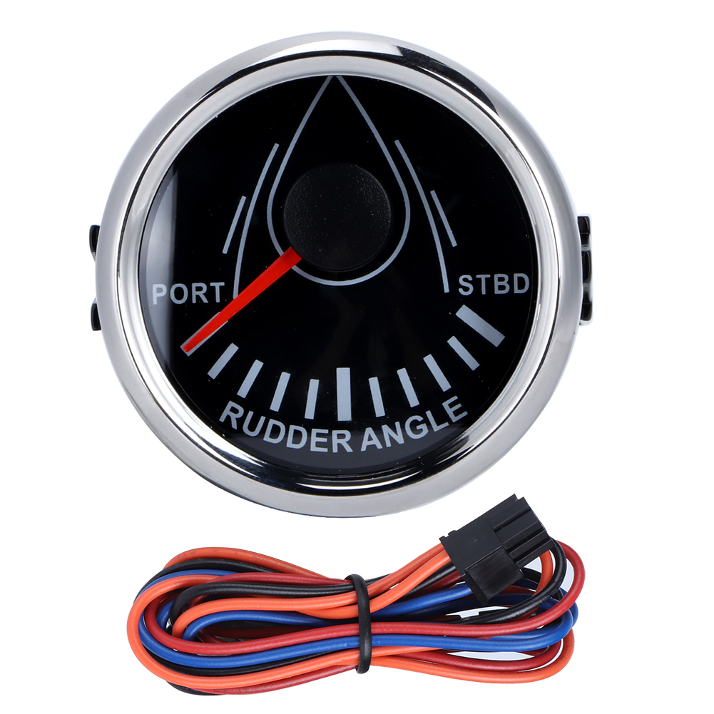 52-mm-universal-ruderwinkelanzeiger Für Boote, 0-190-ohm-signal Mit Sensor, 9-32-v-hintergrundbeleuchtung, Schwarzes Zifferblatt Und Silberne Abdeckung Für Yachten.
