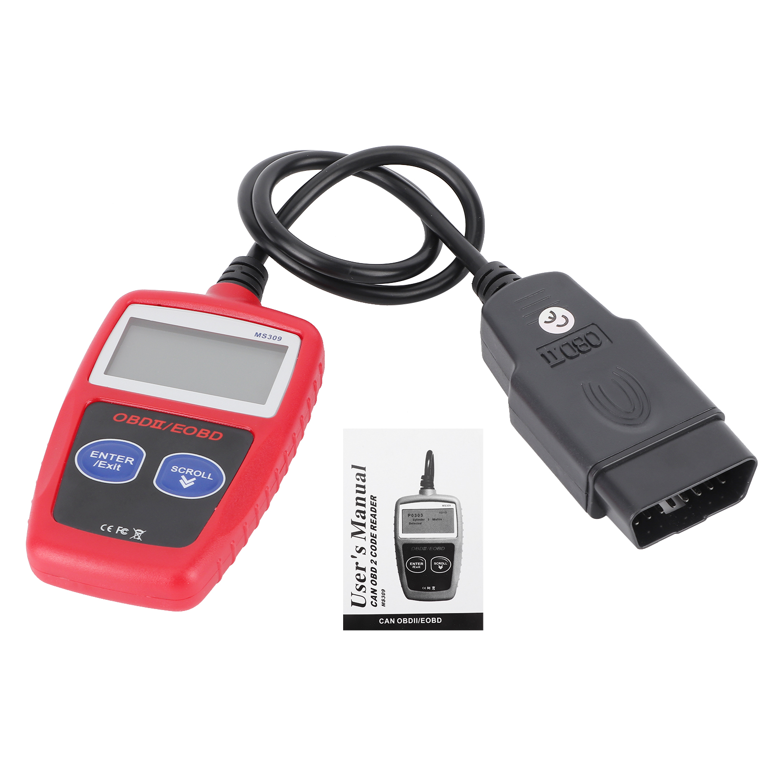 Obd2 Ms309 Motordiagnosegerät Mit Hintergrundbeleuchtetem Lcd-bildschirm, Fahrzeugfehlerdetektor, Kfz-werkzeug