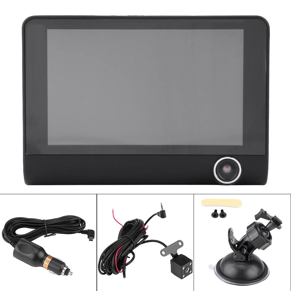 4-zoll-1080p-hd-autokamera Mit 3 Objektiven, Dvr, Dashcam Und Nachtsicht-rückfahrkamera
