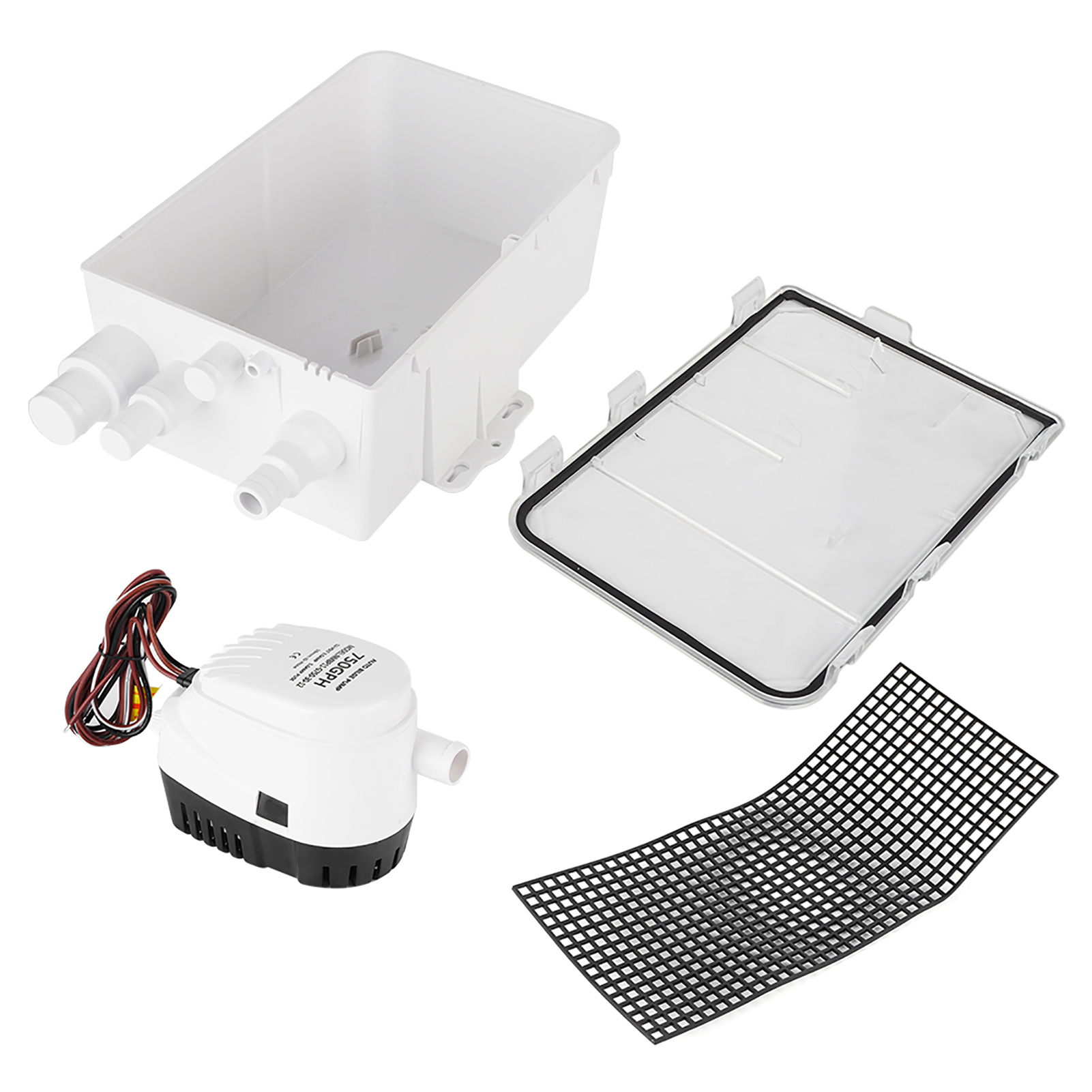 12v/24v 750gph Bilgenpumpe Mit Automatischem Duschschalter, Mehrfach-einlass-ablaufkasten Für Boote/yachten G750-30