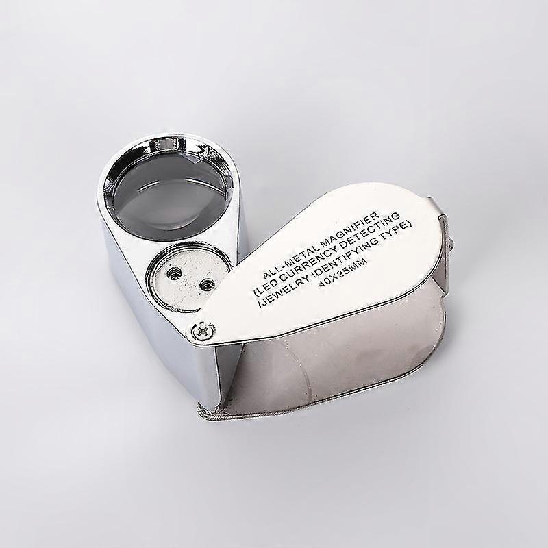 40-fache Juwelierlupe Aus Metall Mit Led- Und Uv-beleuchtung, Faltbar Und Kompakt, Taschenformat 110x31x28mm, Tragbares Präzisionswerkzeug.