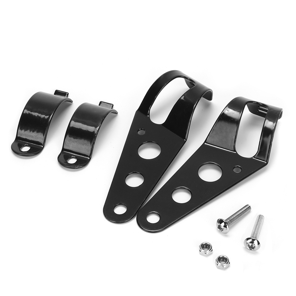 Scheinwerferhalterung Aus Schwarzem Edelstahl Für Motorräder, Große Ausführung (1,5–2 Zoll), Robuste Lenkerbefestigung