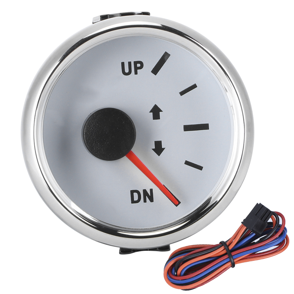Dn 52-mm-bootstrimmanzeige, 0–190 Ohm, Trimm- Und Nickanzeige, Weißes Zifferblatt Mit Silbernem Rahmen, Rote Hintergrundbeleuchtung, Up 2-zoll-kompatibel