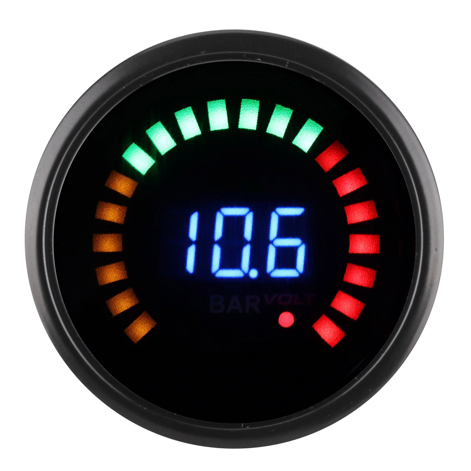 52-mm-universal-turboanzeige Und Voltmeter, 12-v-led-digitalanzeige, 2-in-1-messgerät Mit Schwarzem Zifferblatt