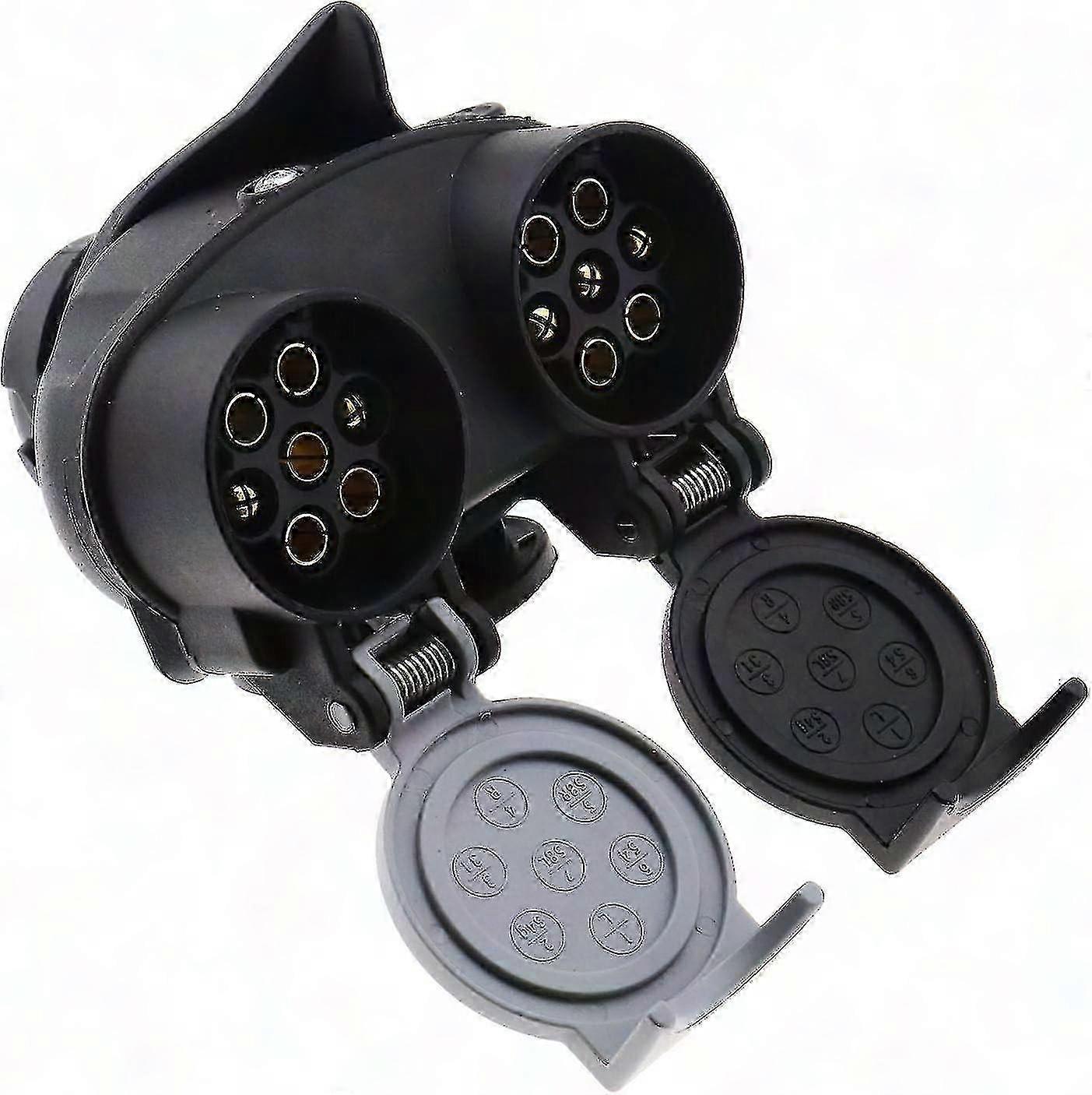 Doppelter 12n/12s 13- Auf 7-poliger Anhängersteckeradapter, Euro-konverter, Wasserdicht, Schwarz, 12v, Pkw-/lkw-anhängerkupplung, Traktionsanschluss.