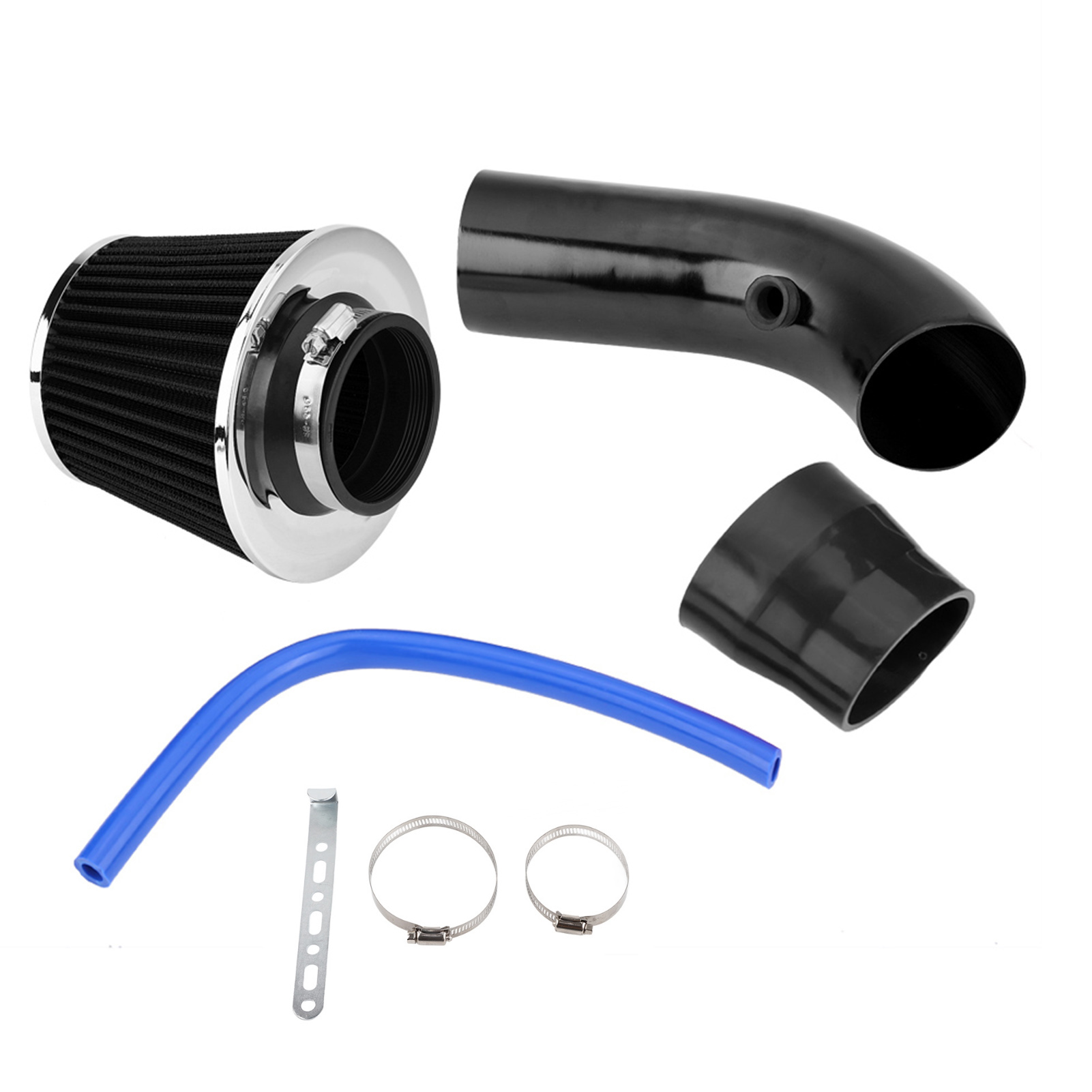 Universeller 76-mm-kaltluftfilter (3 Zoll) Aus Schwarzem Aluminium – Ansaugschlauch-set Für Autos