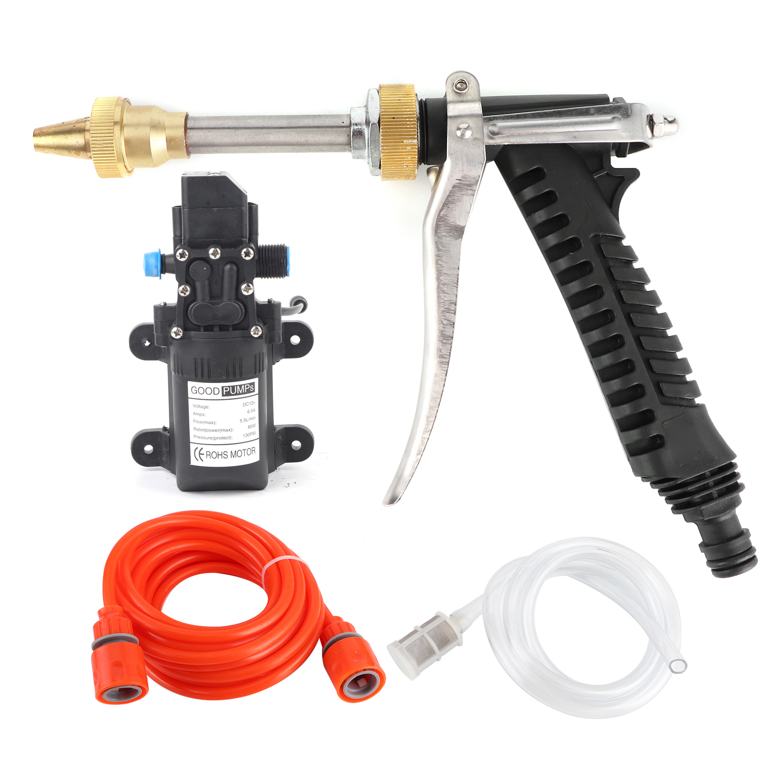 12v 130psi 80w Hochdruck-wasserstarter – Tragbares Schlauchset Für Kraftvolle Autoreinigung