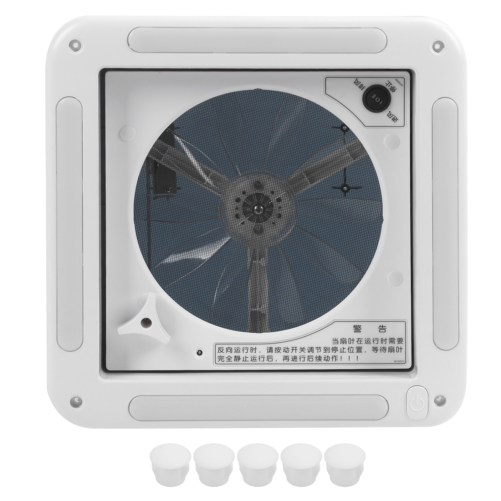 Manuell Steuerbarer 12-v-deckenventilator, 2-wege-betrieb, Mit Led-beleuchtung Für Wohnmobile, Wohnwagen Und Busse, 28 X 28 Cm