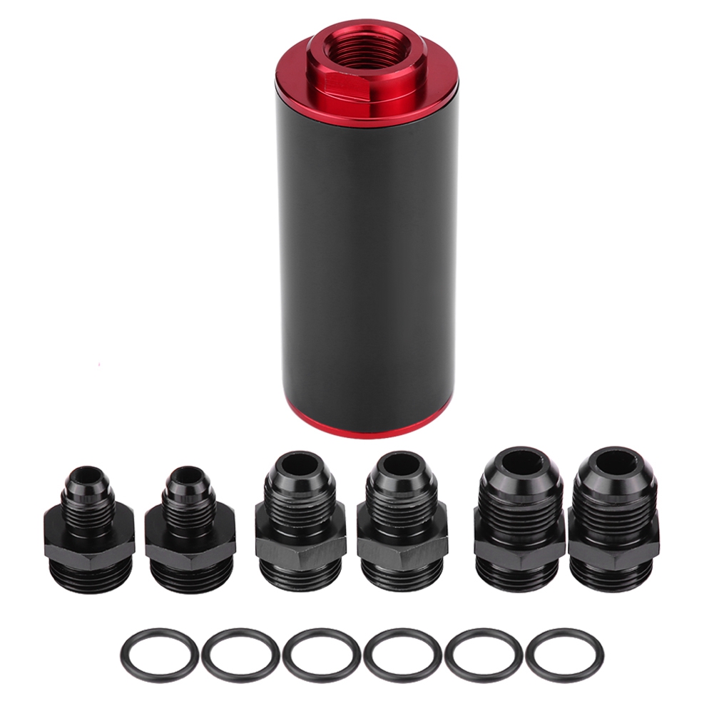 Universeller 100-mikron-an6-hochleistungs-aluminium-kraftstofffilter Für Pkw, Lkw, Benzin, Rot.
