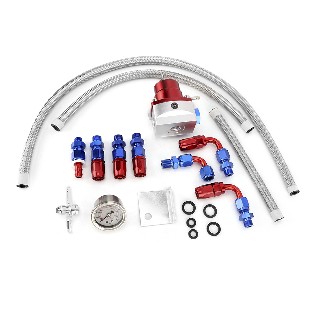 Universeller, Einstellbarer 100-psi-kraftstoffdruckregler-satz Mit Manometer (rot+silber)