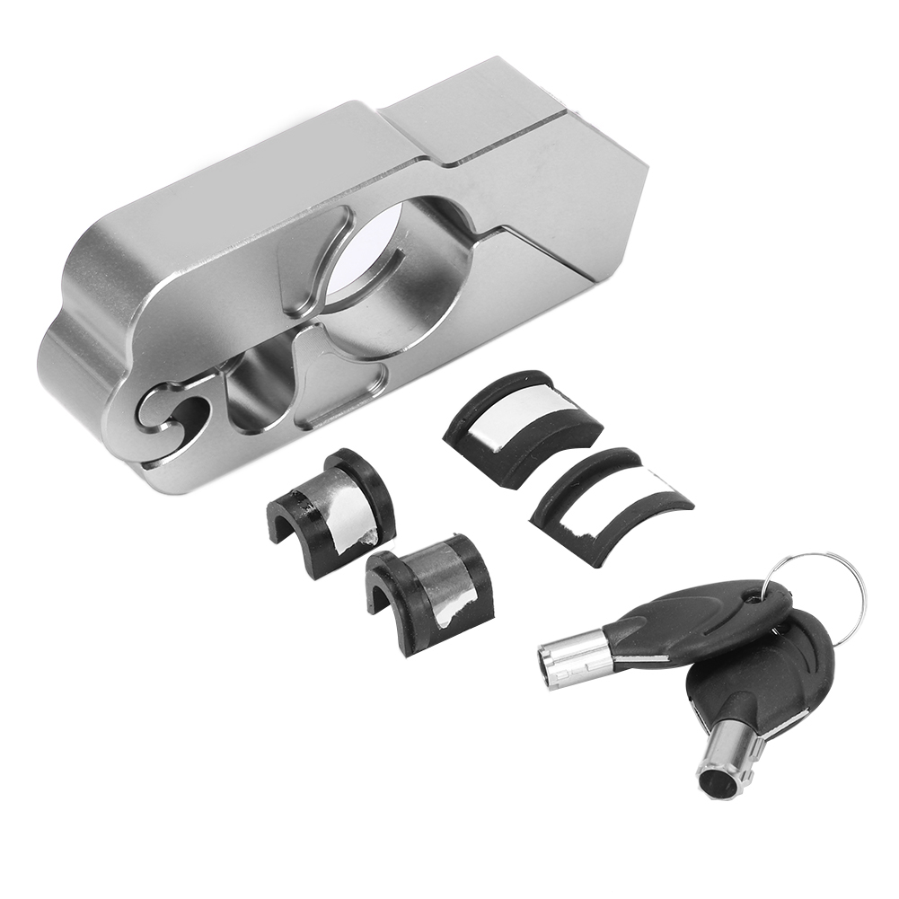 Universeller Cnc-gefräster Motorradbremshebel Aus Aluminiumlegierung Mit Diebstahlsicherung, Diebstahlsicherung Für Lenker (silber)