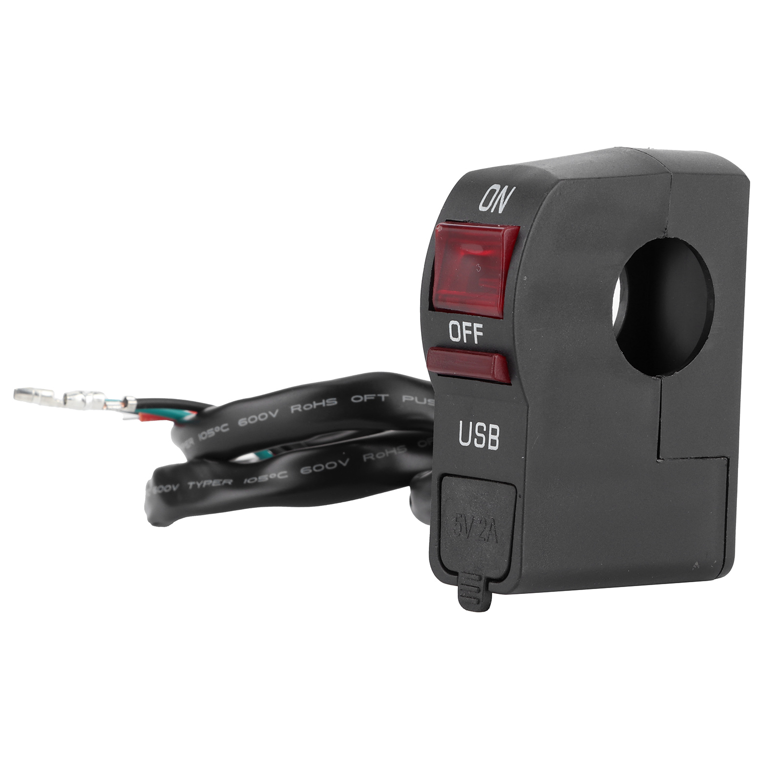 5v 2a Motorrad-scheinwerferschalter Mit Usb-ladegerät, Wasserdicht, Für 0,9-zoll-lenker, Ein-/ausschalter