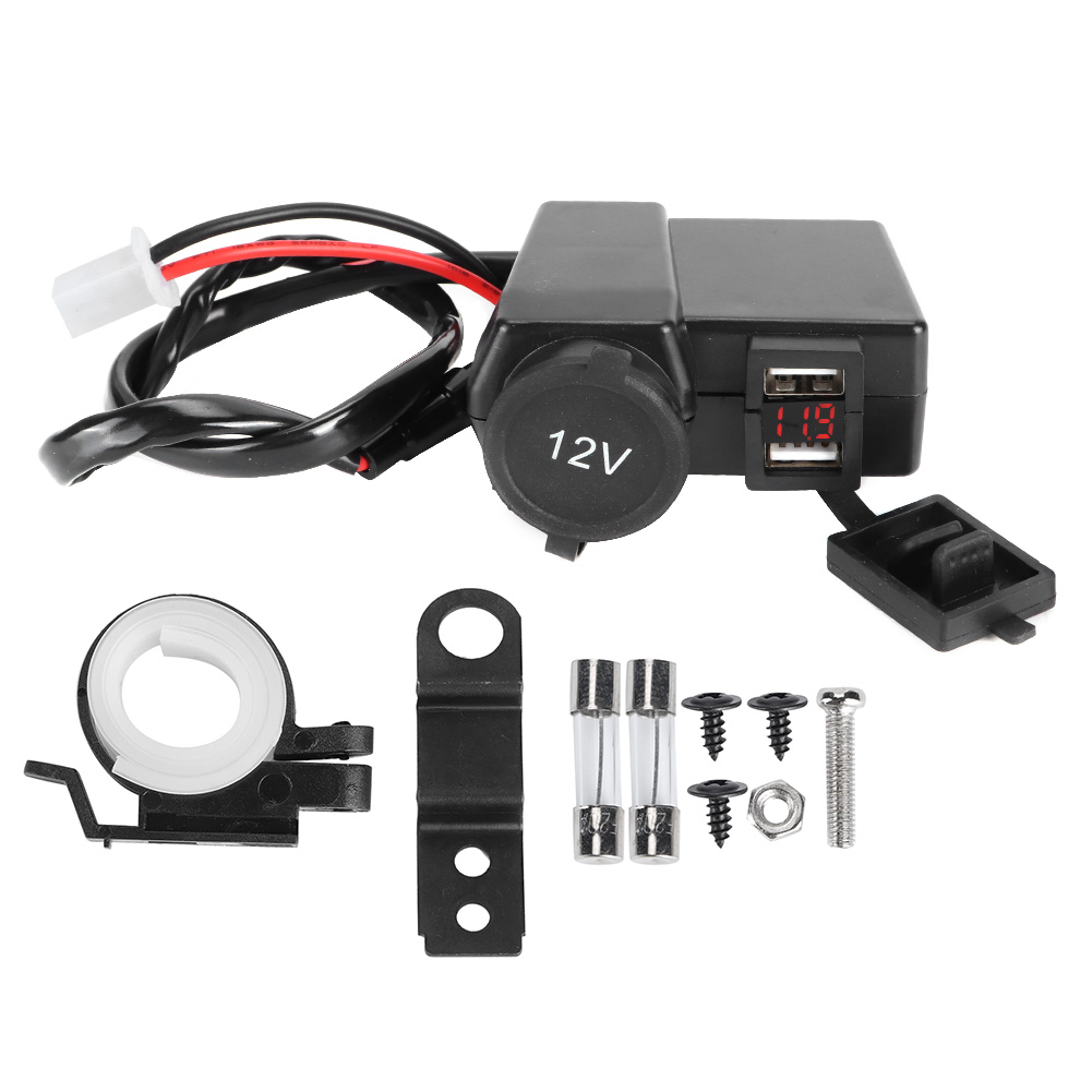 12v-24v Motorrad-zigarettenanzünder-ladegerät Mit Spannungsüberwachung, Zwei Schnellen Usb-anschlüssen Für Handy, Gps, Kamera, Rot