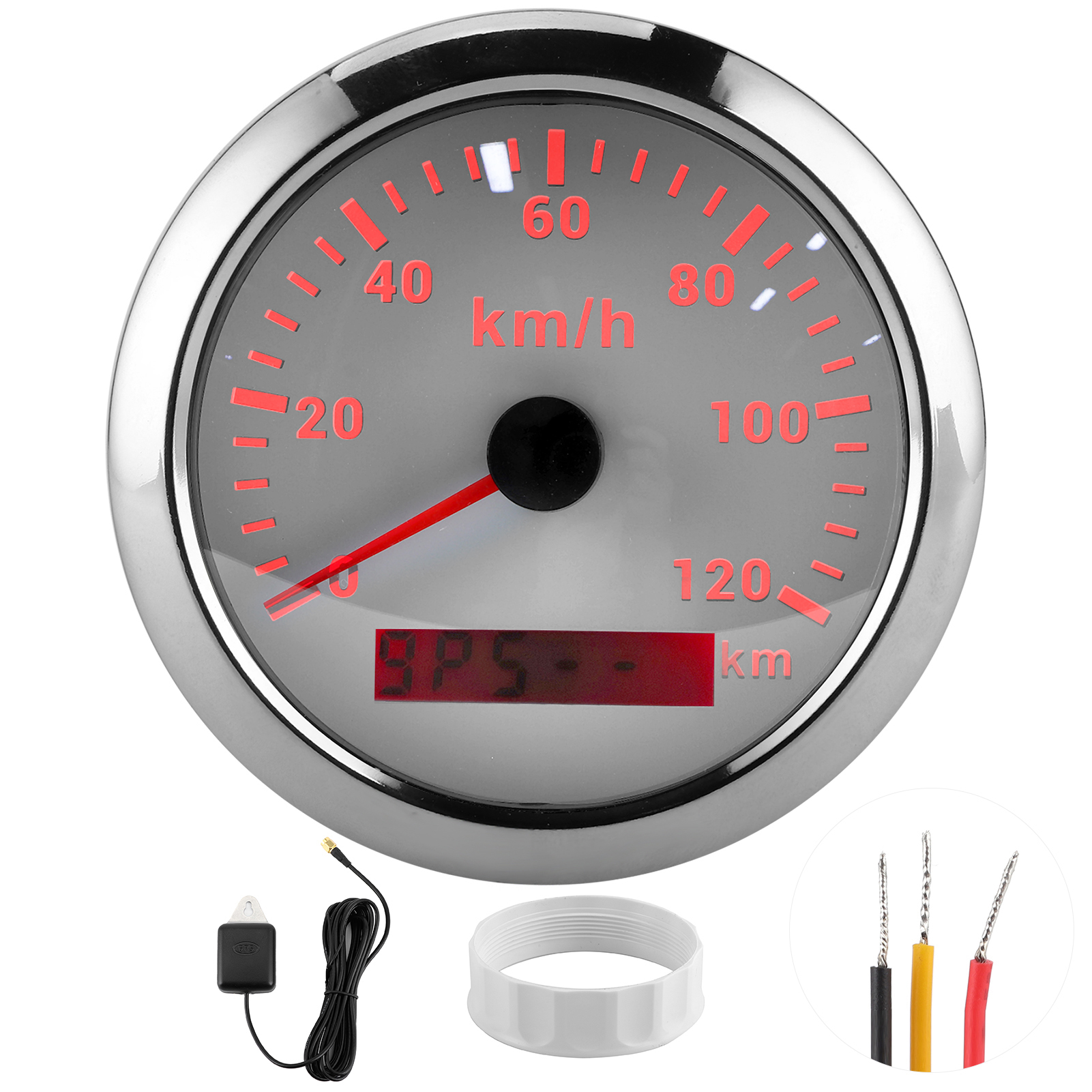 85-mm-gps-tachometer (120 Km/h) Für Boote, Yachten, Außenbordmotoren, Autos, Motorräder Und Baumaschinen – Weißes Zifferblatt