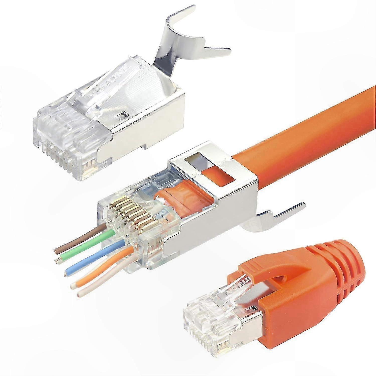 Geschirmte Rj45 Cat7/cat6a-stecker, Kabelverschraubungen Mit Hülsen, Packung Mit 20 Stück.