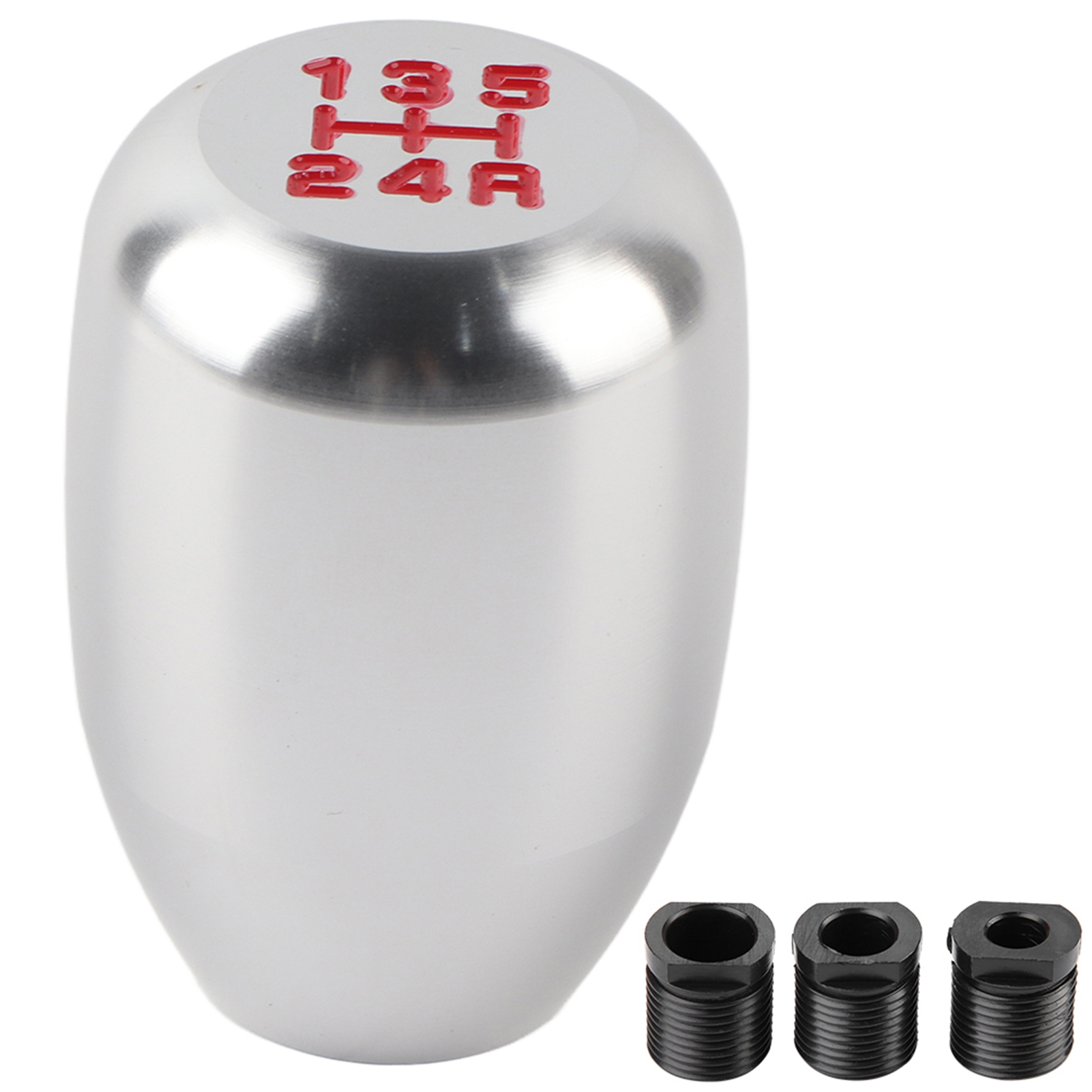 5-gang-schaltgetriebe Mit Silbernem Knauf Und 3 Adaptern (8/10/12 Mm) Für Pkw