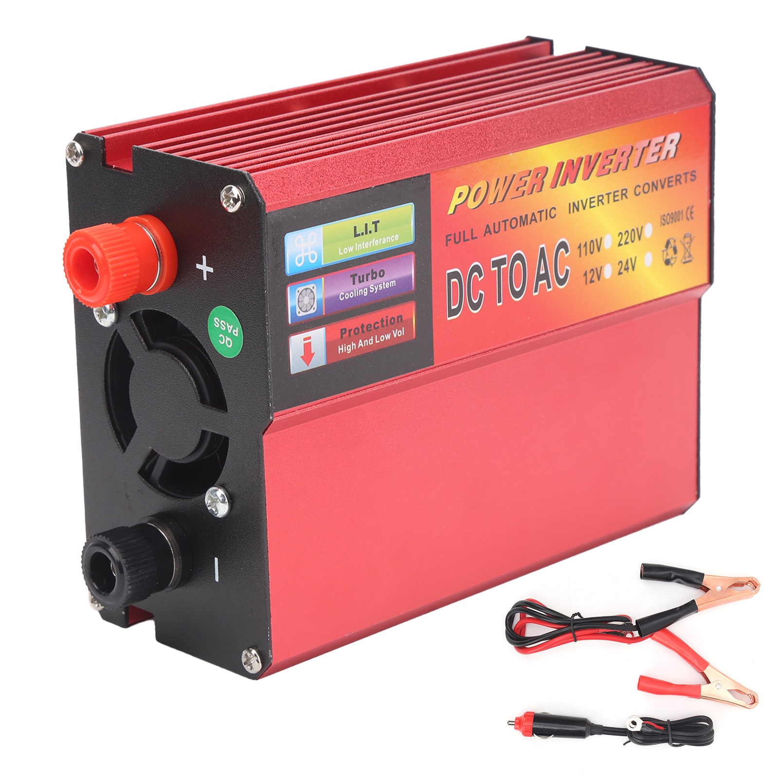300-w-wechselrichter (12 V Dc Auf 110 V Ac) Mit Digitalem Lcd-display, Gehäuse Aus Aluminiumlegierung Und Usb-ladefunktion Für Smartphones