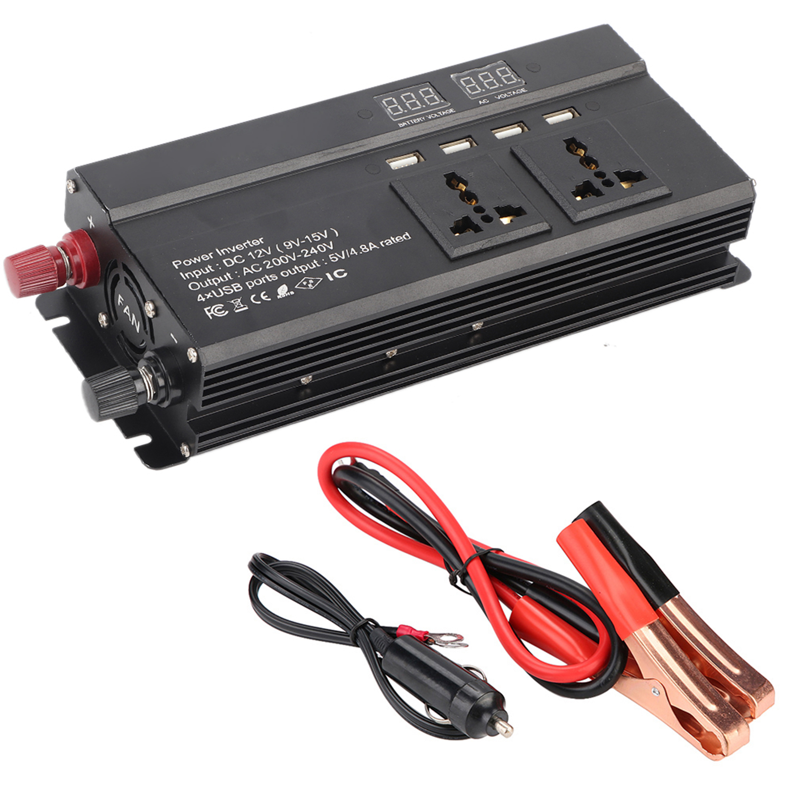 12v Auf 220-240v 1200w/3000w Spannungswandler Mit Eu-stecker, Automatischer Transformator-wechselrichter Zum Laden Im Auto
