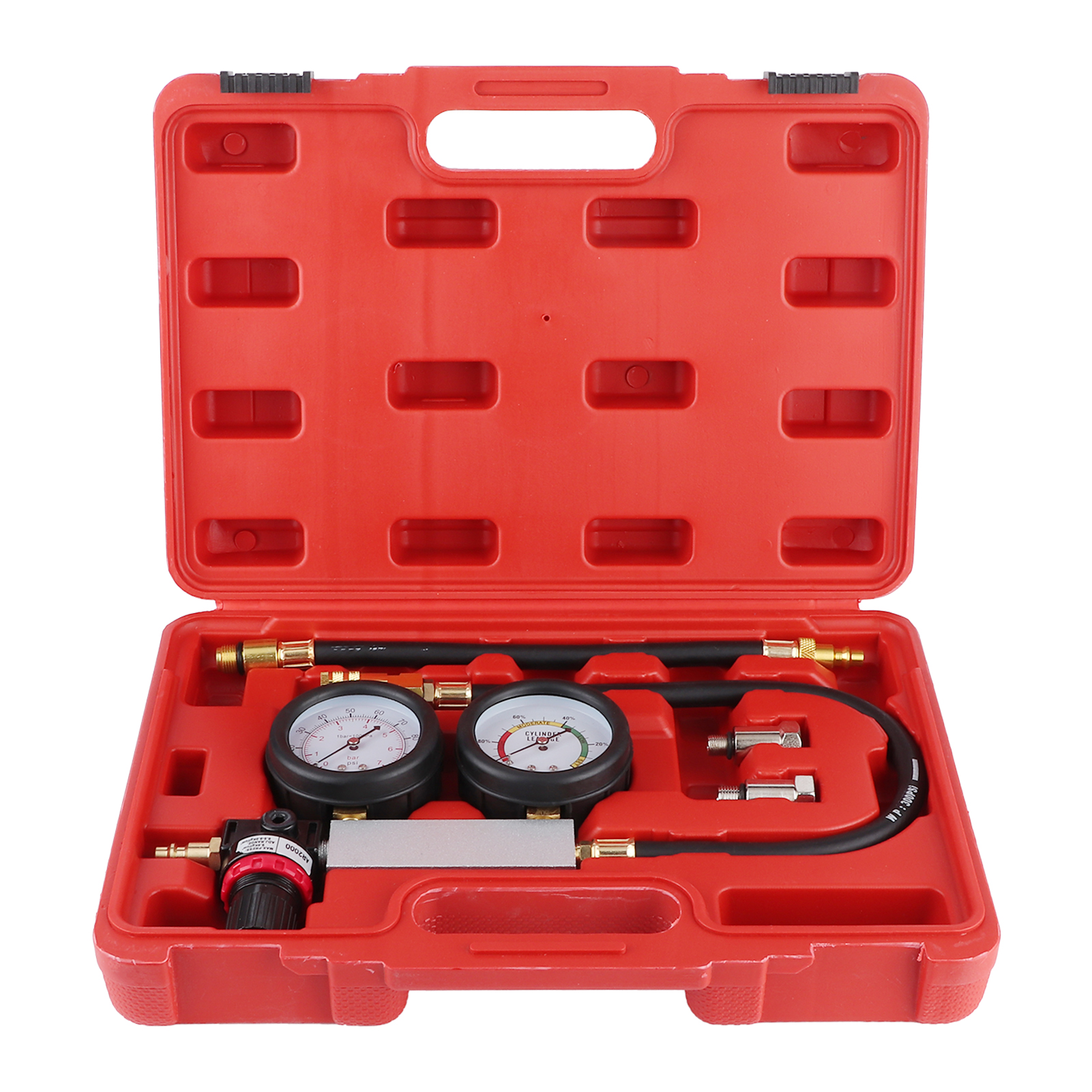 Doppelzylinder-lecktest-set, Manometer (0–7 Bar/100 Psi), Kompressionsdruckdetektor