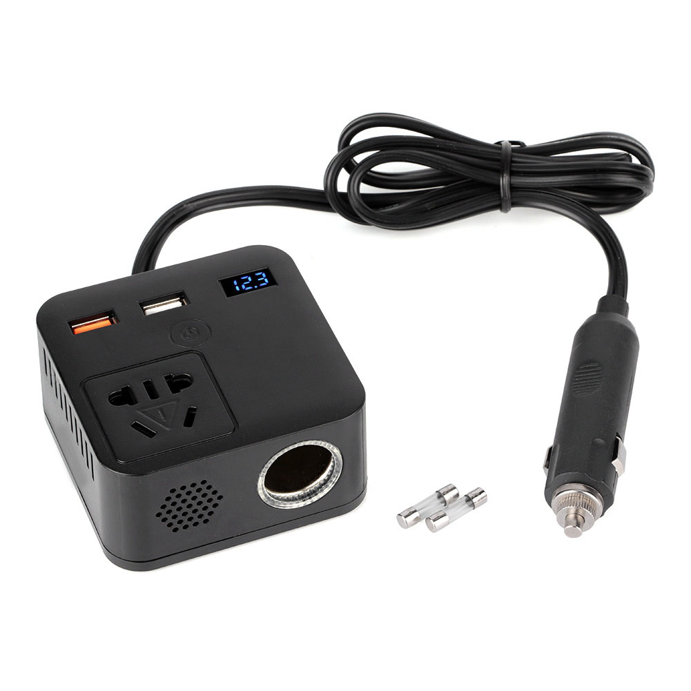 150-w-spannungswandler (12 V Auf 220 V) Mit Qc3.0-usb-ladegerät Für Auto, Zigarettenanzünderstecker-netztransformator