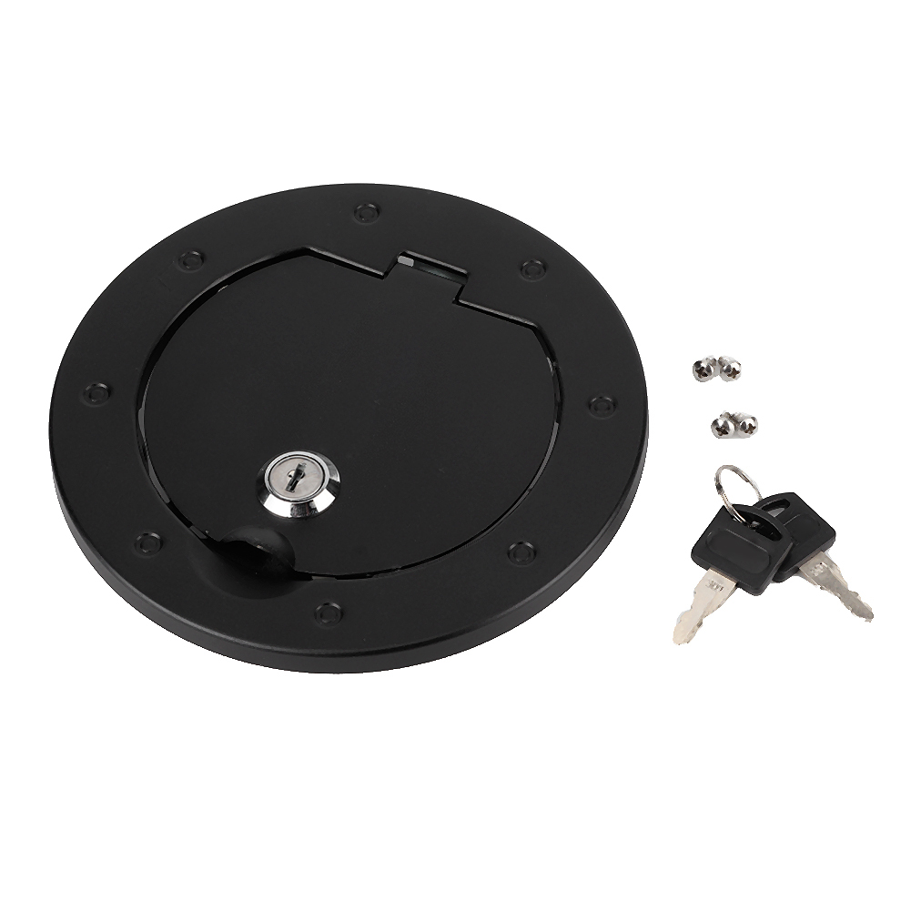 Tankdeckel Aus Aluminium Mit Schloss, Schwarzes Autozubehör, Kompatibel Mit Jeep Wrangler Jk 2007-2017