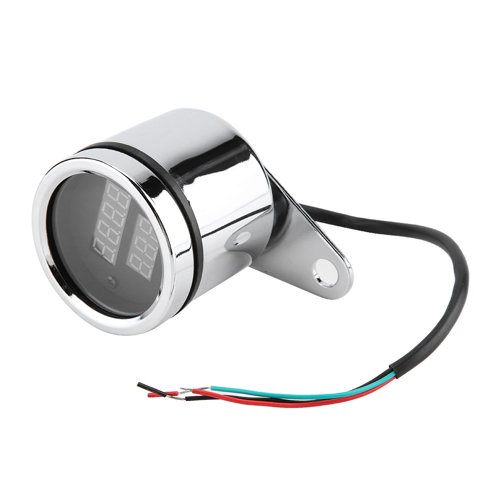 2-in-1 Led-digitalmotorrad-tachometer, Voltmeter, Drehzahlmesser, Kilometerzähler, Metallgehäuse