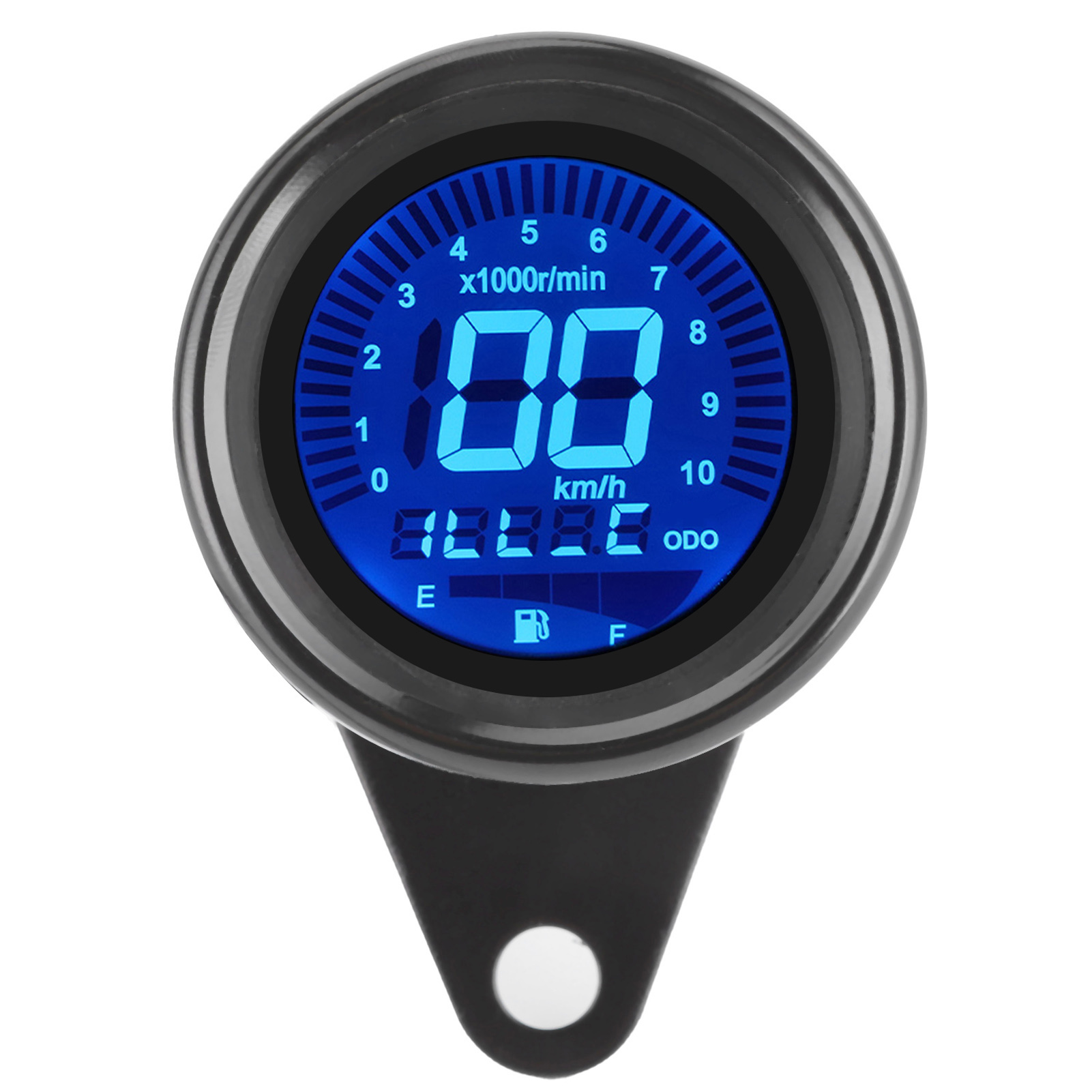 Universelles 12v Schwarzes Multifunktions-motorradinstrument: Drehzahlmesser, Kilometerzähler, Tankanzeige, Geschwindigkeitsmesser.