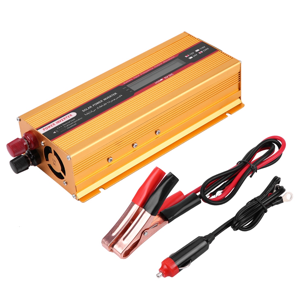 2000w Kfz-wechselrichter Mit Lcd-bildschirm, Usb-ladegerät, Modifizierter Sinuswelle (gold)