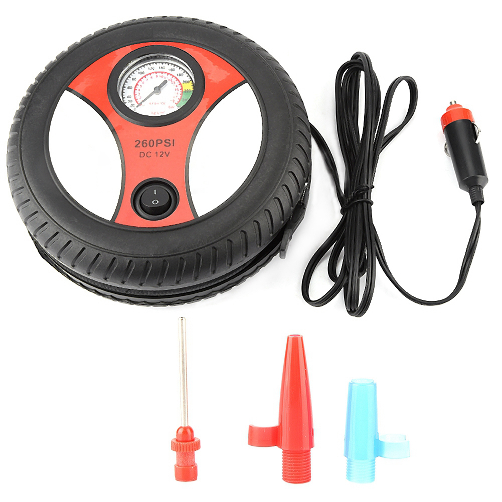 12v Tragbarer Luftkompressor Für Auto-, Motorrad- Und Fahrradreifen Mit Optischem Manometer, Reifenfüller.