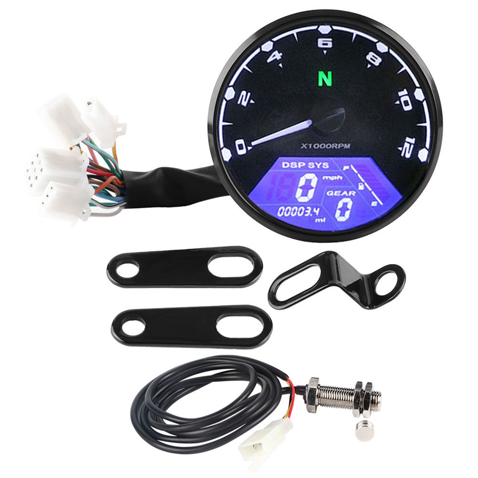 Digitaler Motorrad-tachometer Mit Led-hintergrundbeleuchtung, Drehzahlmesser Bis 12.000 U/min, Geschwindigkeitsmesser