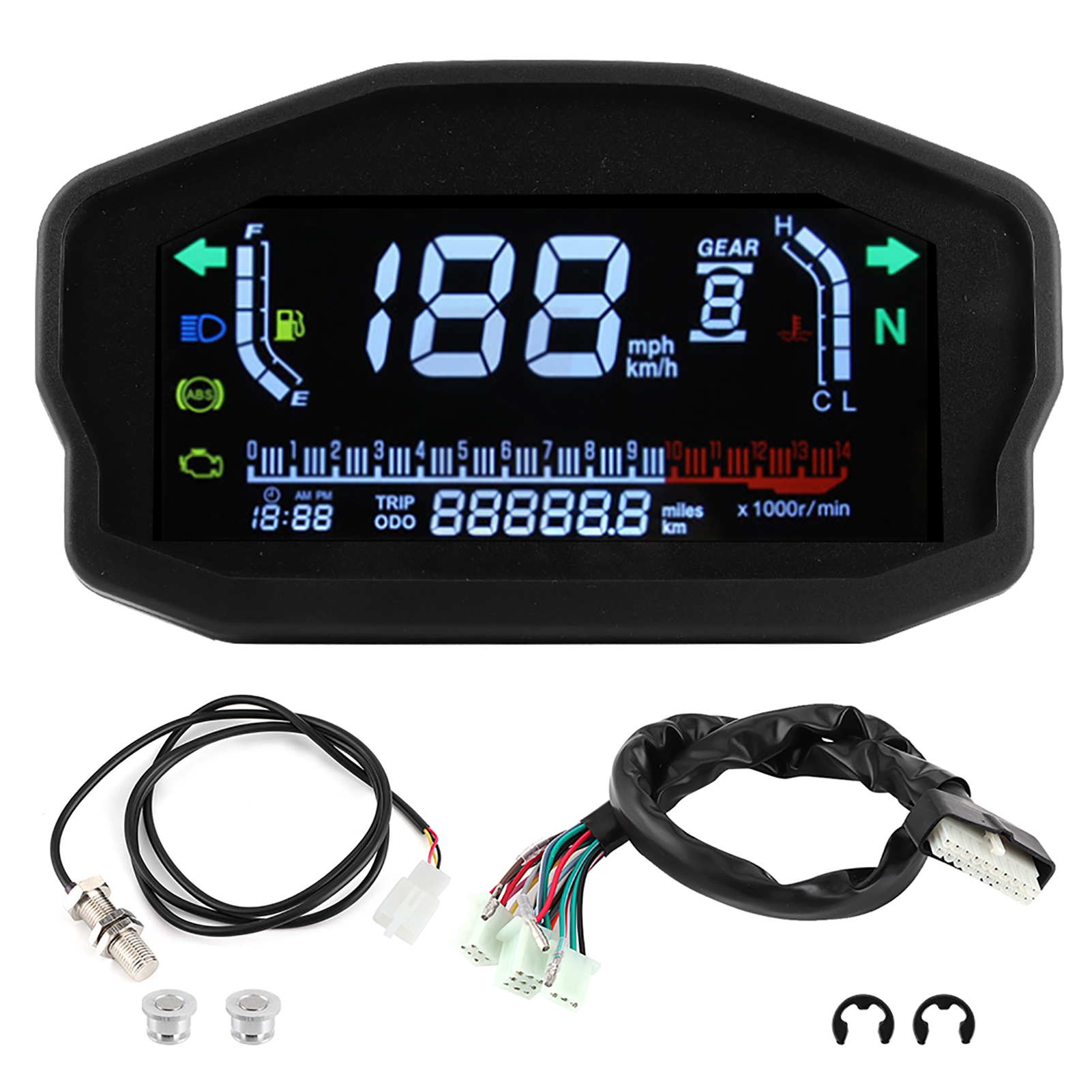 Motorrad-tachometer Mit Tankanzeige, Lcd-bildschirm Für 1-, 2- Und 4-zylinder-motoren, Ersatzinstrument Mit Led