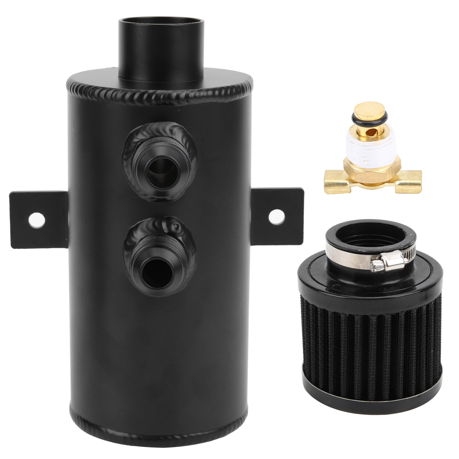Universeller 10-jahres-ölkanister Mit Filter Und Ablassventil, Schwarzes Aluminium, 750 Ml, 2 Prallblechanschlüsse.