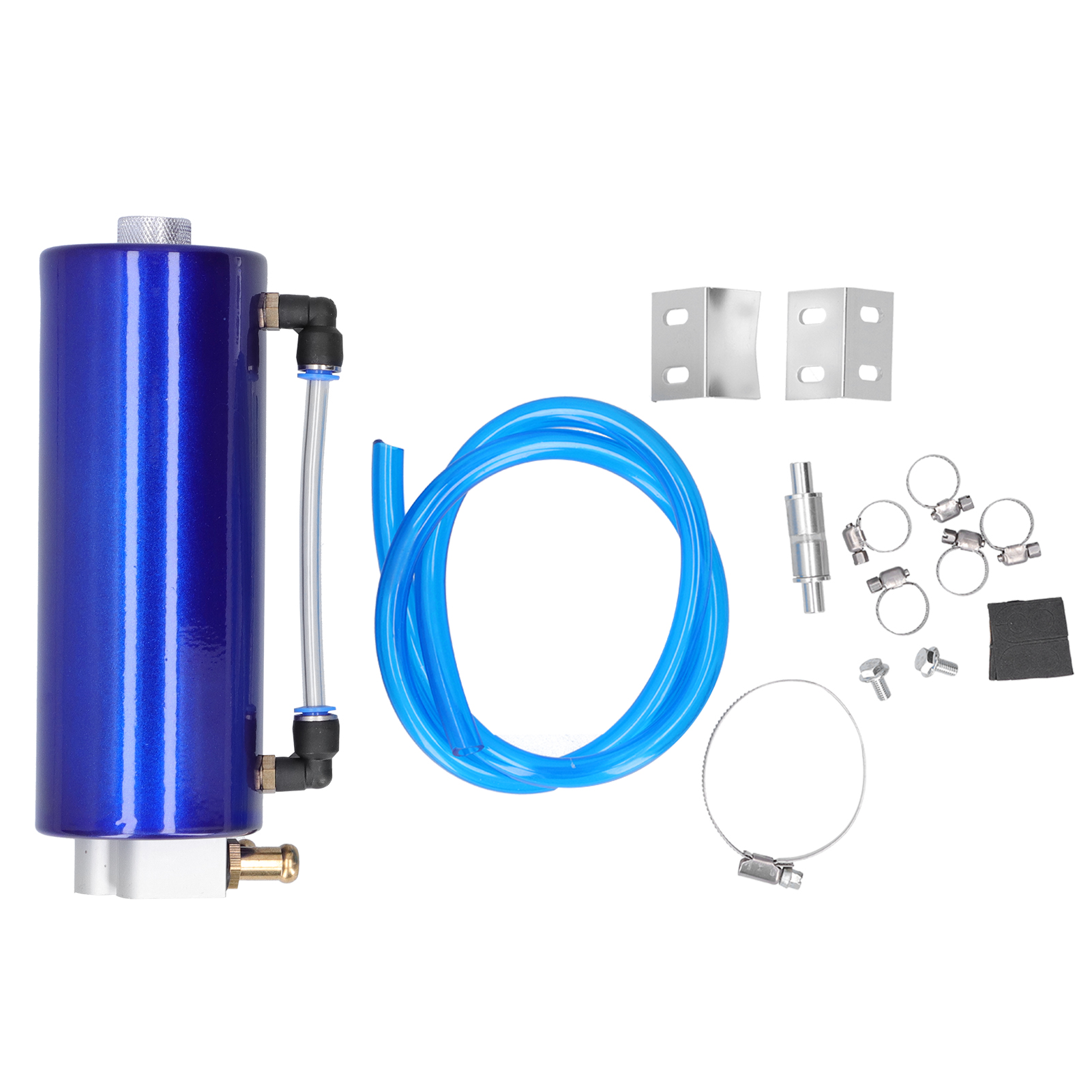 Universeller Ölauffangbehälter Mit Schlauch, Klemmen, Halterungen, Schrauben Und Muttern - Blaues Tankset Für Motoren.