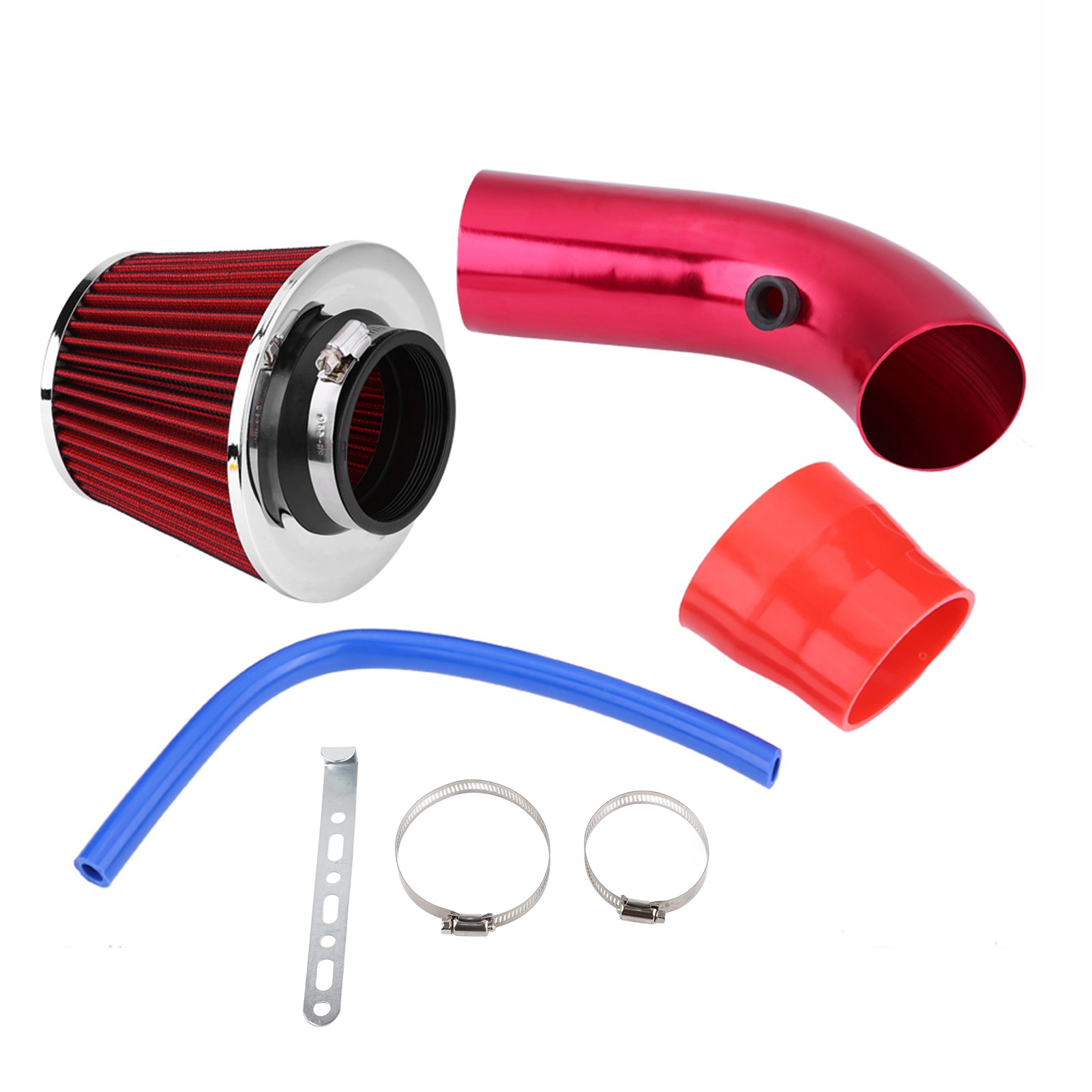 Universeller 76-mm-3-zoll-kaltluftfilter Für Autos, Rotes Aluminium-ansaugrohr-set.