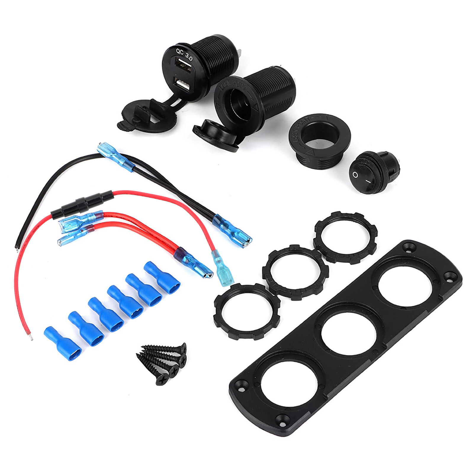 12v Dual-usb-zigarettenanzünder-ladegerät Mit Separatem Schalter Und Blauer Led