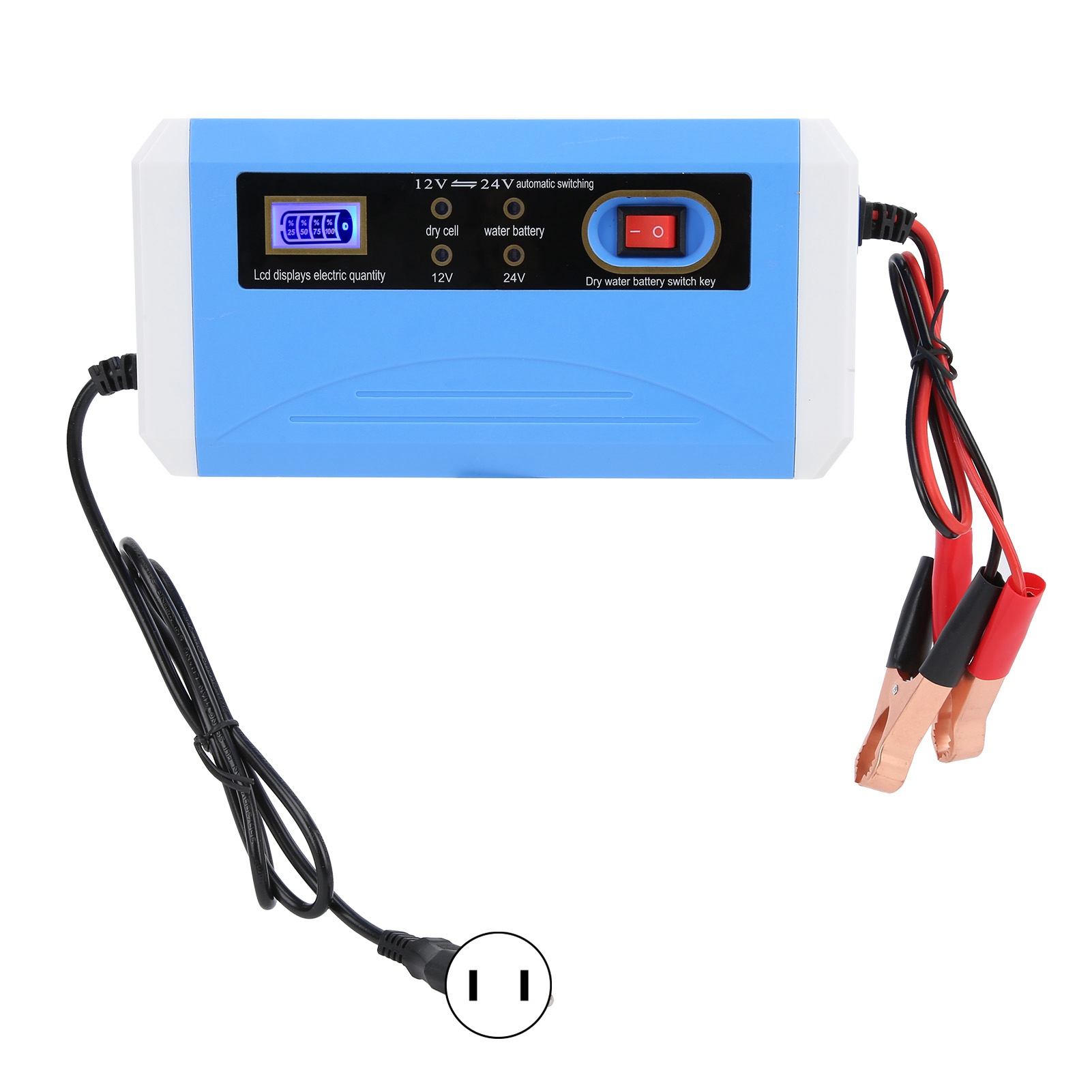 Intelligentes 12v/24v-autobatterieladegerät Mit Lcd-bildschirm, Automatischer Umschaltung Und Impulsreparatur Für 10ah-200ah 110-240v-batterien