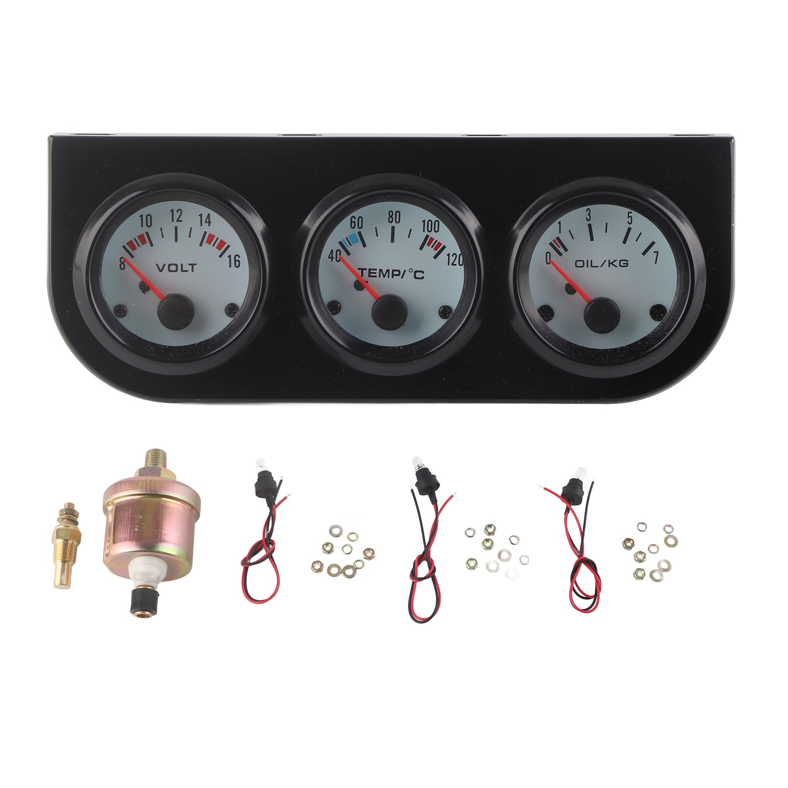 Universelles Dreifach-instrumentenset Für Autos: Wassertemperatur + Spannung + Öldruck, 52-mm-instrumente.