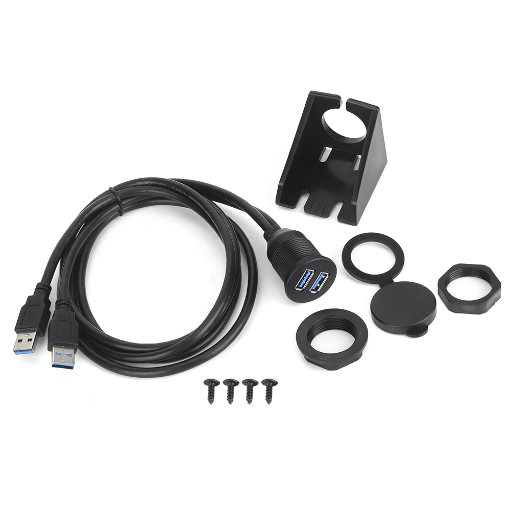 Wasserdichtes Usb 3.0-datenkabel Mit Zwei Steckern, 1 Meter (39,4 Zoll) Langes, Versenkbares Armaturenbrett-verlängerungskabel